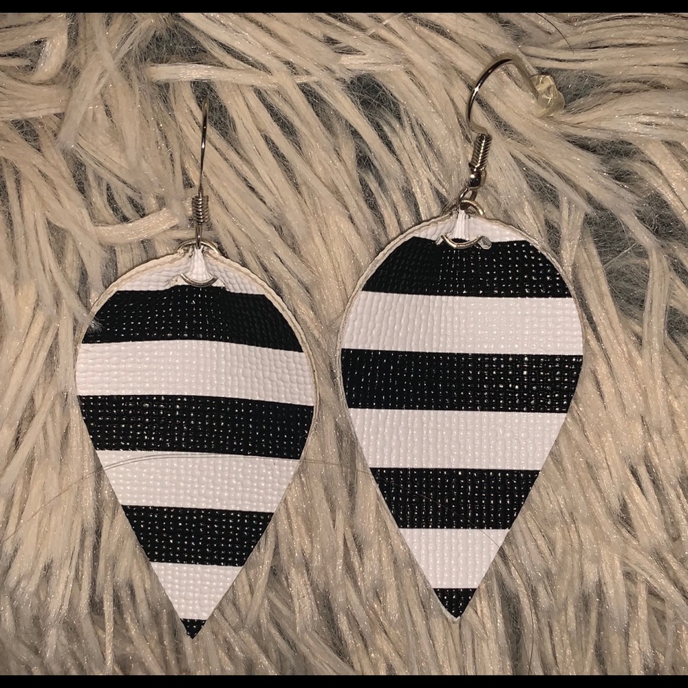 Black and white faux leather earrings